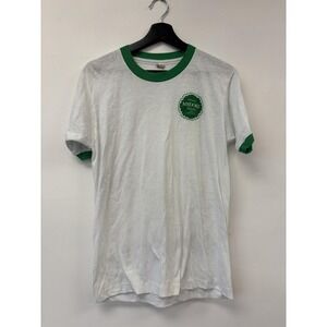 Vintage Midori Shirt Mens Large White Green Ringer Promo‎ Liqueur Bar 80s Japan